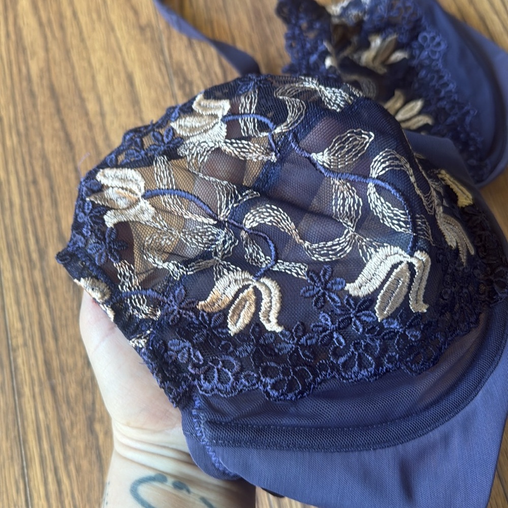 Wacoal Lace Bra 36DD 85569 underwire unlined comfy coverage floral sexy casual - Picture 3 of 9